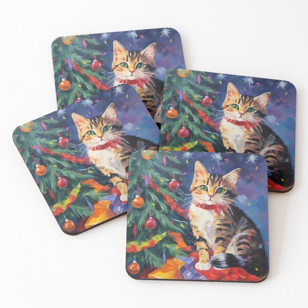 Item preview, Cat near Christmas tree designed and sold by ChillaStudio.