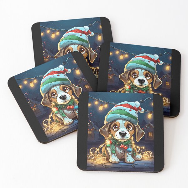 Item preview, Dog Tangled in Christmas Lights Snowy Christmas Village designed and sold by Peculiarts.