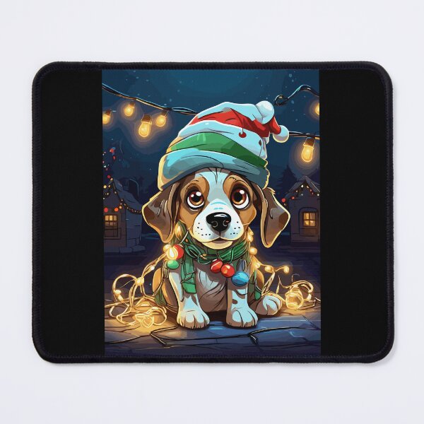 Item preview, Dog Tangled in Christmas Lights Snowy Christmas Village designed and sold by Peculiarts.