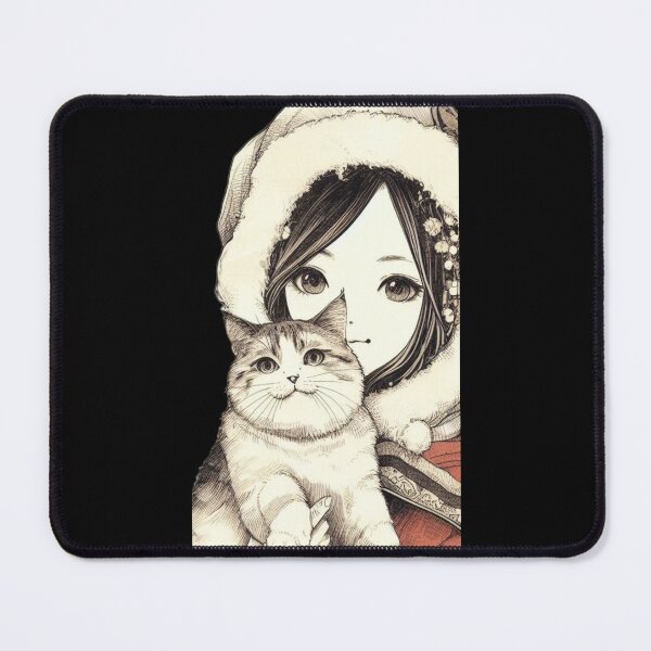 Item preview, Anime Girl Christmas Cat Santa Woman Female Santa with cat Cute Santa Claus Girl Santa Christmas Cat | Kitten Santa Anime designed and sold by FestivePalette.