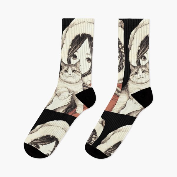 Item preview, Anime Girl Christmas Cat Santa Woman Female Santa with cat Cute Santa Claus Girl Santa Christmas Cat | Kitten Santa Anime designed and sold by FestivePalette.