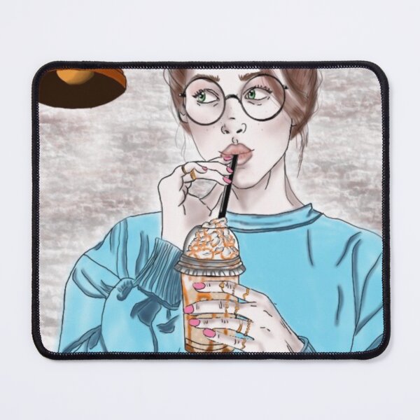 Item preview, Digital painting of a girl at a coffee shop designed and sold by AngelArtStudios.
