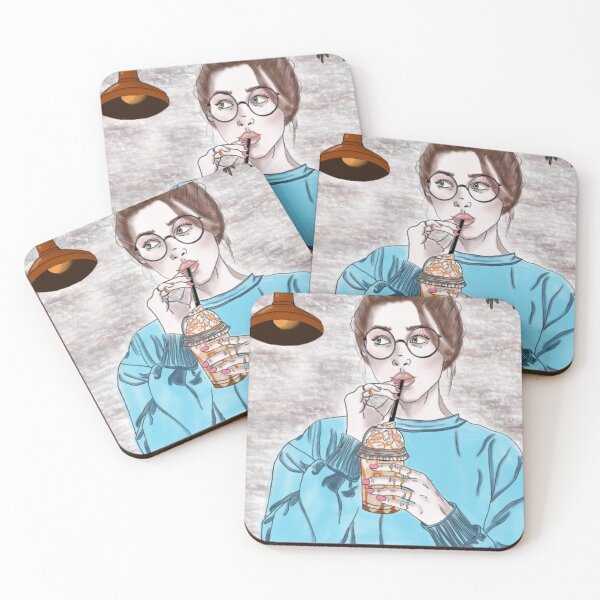 Item preview, Digital painting of a girl at a coffee shop designed and sold by AngelArtStudios.