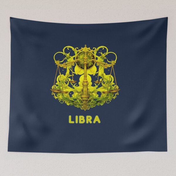 Item preview, Vibrant Libra Zodiac- Horescope/SunSign Theme  on  navy blue background designed and sold by CosmicNook1.