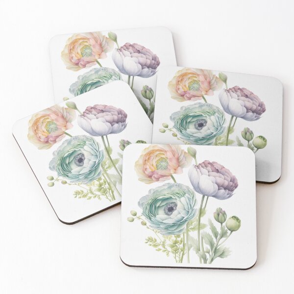 Item preview, Watercolor pastel ranunculus flower designed and sold by MiraCleAI.