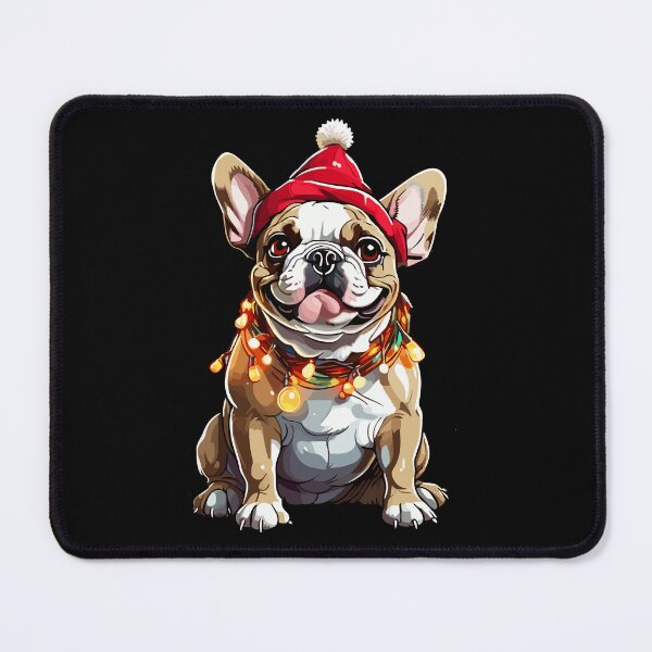 Item preview, Pug Tangled in Christmas Lights With Christmas Santa Hat designed and sold by Peculiarts.