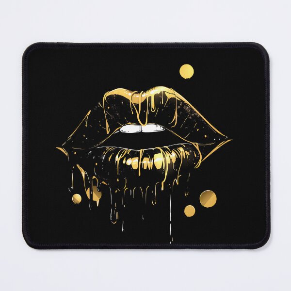 Item preview, Gold mouth, dripping queen girl lip - abstract lip artwork designed and sold by WallGemsArt.