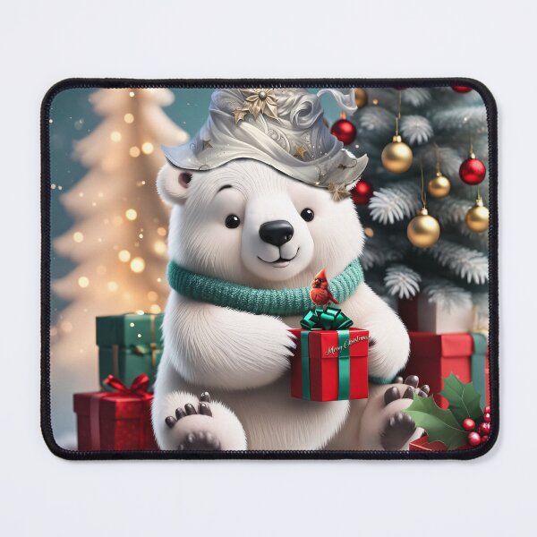 Item preview, Cute fluffy christmas polar bear  with gift. designed and sold by nicky2342.