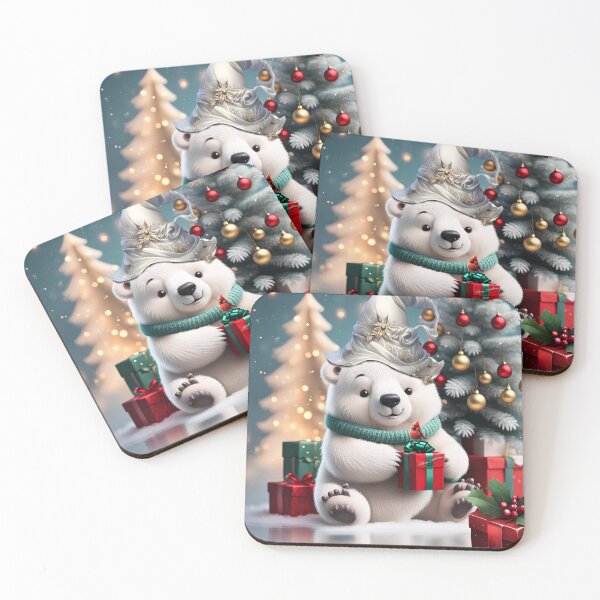 Item preview, Cute fluffy christmas polar bear  with gift. designed and sold by nicky2342.