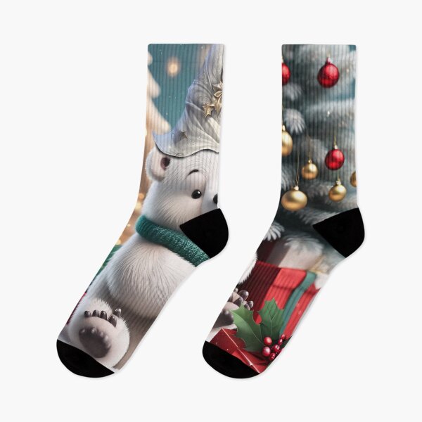 Item preview, Cute fluffy christmas polar bear  with gift. designed and sold by nicky2342.