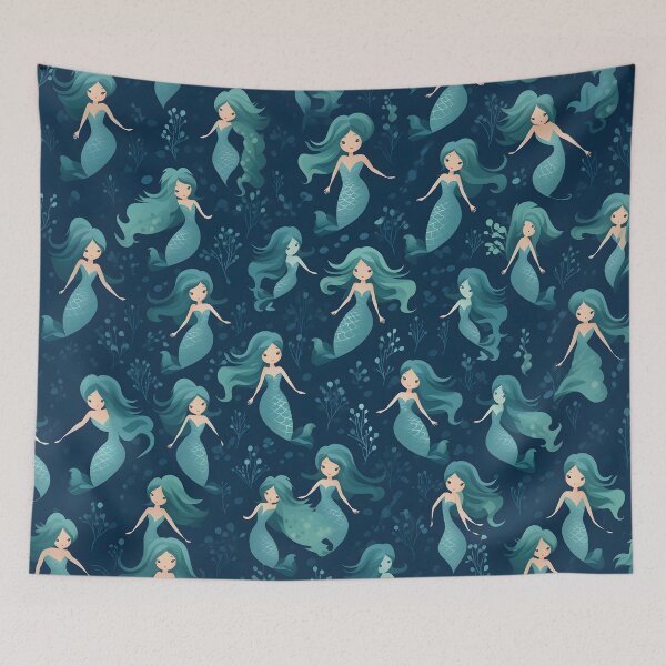Item preview, Repeating Mermaid Pattern - Cute Little designed and sold by taujiart.