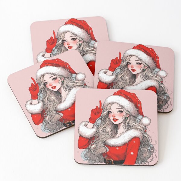 Item preview, Christmas Anime Girl Kpop Christmas Santa Pink Cheeks | Woman Female Santa Funny Cute Santa Anime, Merry Christmas! designed and sold by FestivePalette.