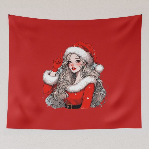 Item preview, Christmas Anime Girl Kpop Christmas Santa Pink Cheeks | Woman Female Santa Funny Cute Santa Anime, Merry Christmas! designed and sold by FestivePalette.