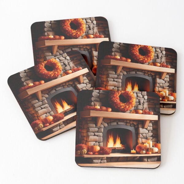 Item preview, Cozy Thanksgiving Fireplace designed and sold by DreamlifeBackgrounds.