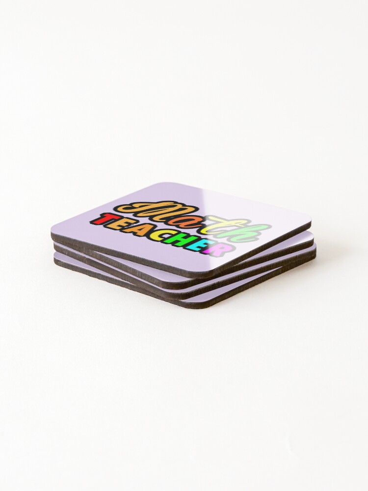Thumbnail 4 of 5, Coasters (Set of 4), Math Teacher Typographic Multi Color Text Design for Math Teachers designed and sold by ArtoDesignPro.