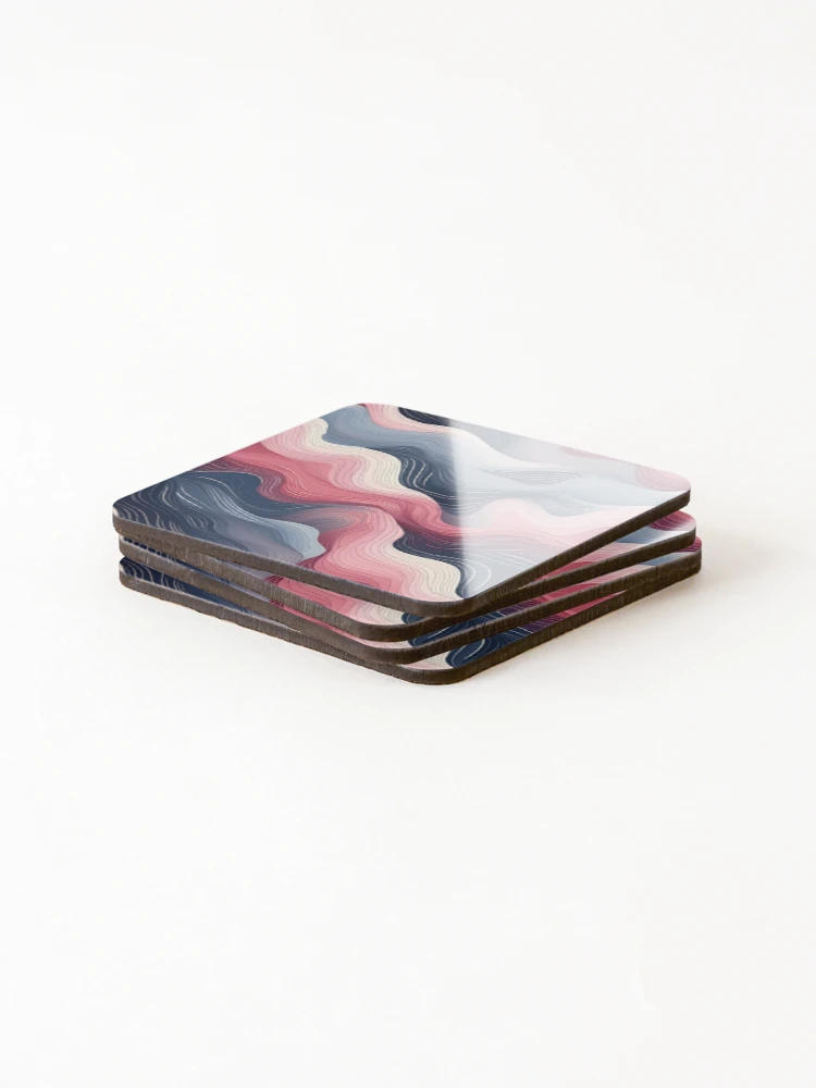 Thumbnail 4 of 5, Coasters (Set of 4), Elegant Ripple Waves Abstract Pattern designed and sold by VectorPlace.