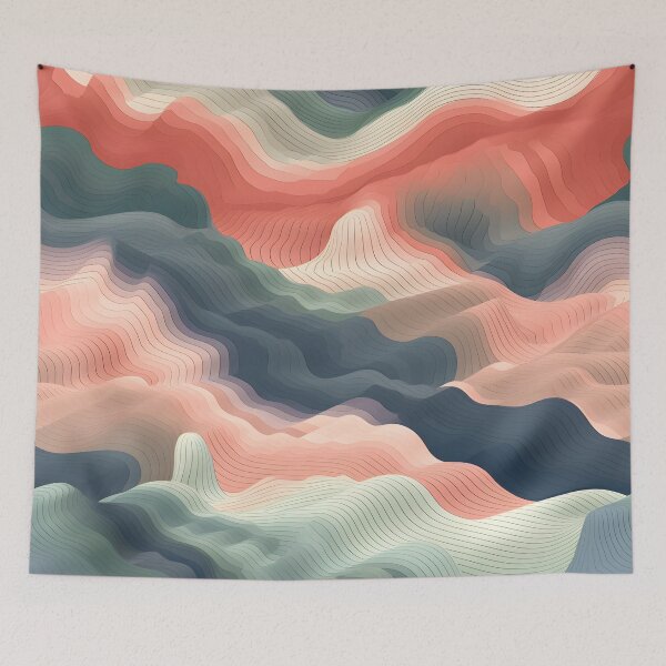 Item preview, Layered Waves Abstract Landscape designed and sold by VectorPlace.