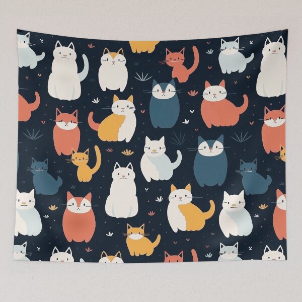Aperçu de l'œuvre Modèle de chat, coloré modèle 2D créée et vendue par purelypatterns.