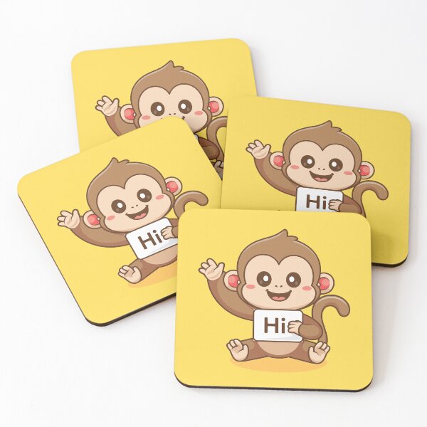 Item preview, Cute Monkey Holding Hi Banner Cartoon Vector Icon Illustration designed and sold by hjian8219.
