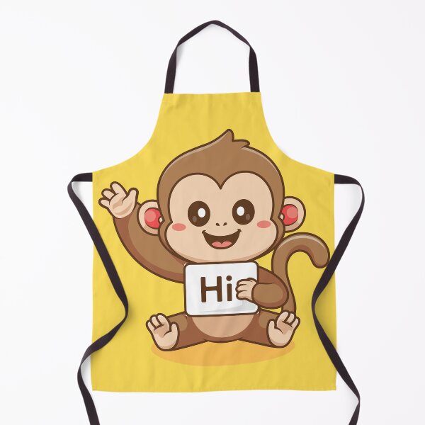 Item preview, Cute Monkey Holding Hi Banner Cartoon Vector Icon Illustration designed and sold by hjian8219.