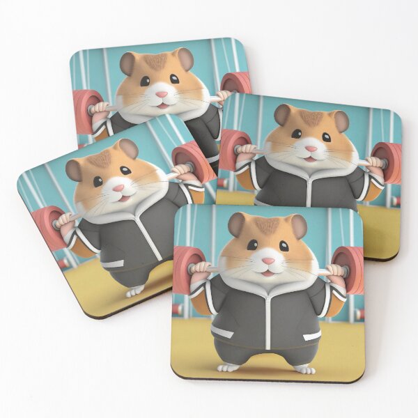 Item preview, Chubby hamster wearing a tracksuit and lifting weights in a gym designed and sold by fotofeast.