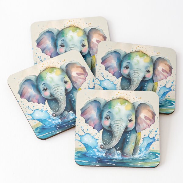 Item preview, Cute baby elephant playing in the water designed and sold by fotofeast.