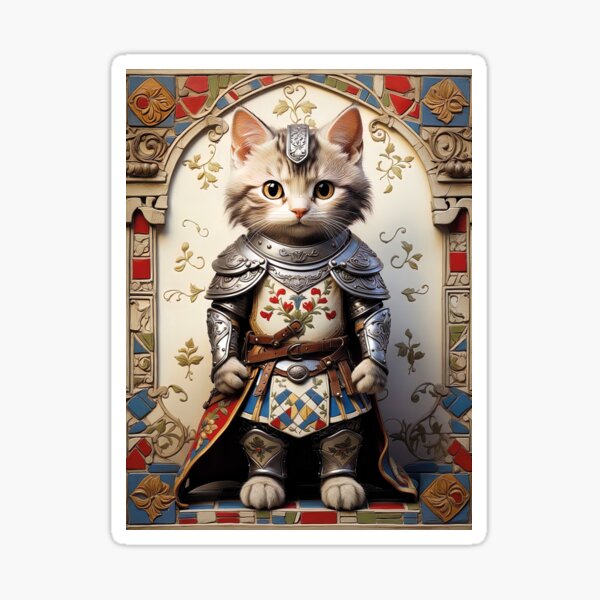 Item preview, Fairy-Tale Kitten As A Brave Knight designed and sold by AntiqueArtworks.