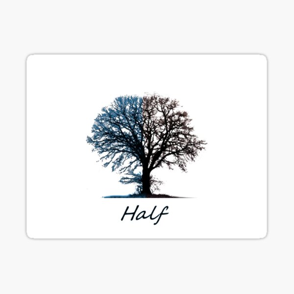 Half Tree and Title in Blue and Black Sticker
