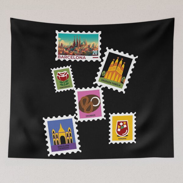 Item preview, Barcelona stamps - travel lovers designed and sold by BloomingByL.