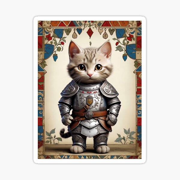 Item preview, Knight Kitten In Retro Armor designed and sold by AntiqueArtworks.