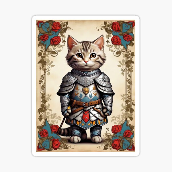 Item preview, Retro Knight Kitten – A Fairy-Tale Hero designed and sold by AntiqueArtworks.