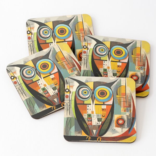 Item preview, Geometric abstract owl, art color illustration designed and sold by Niktarka.