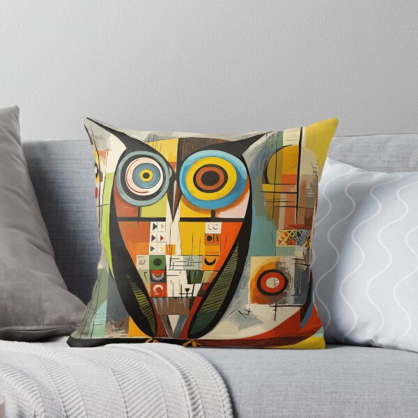 Item preview, Geometric abstract owl, art color illustration designed and sold by Niktarka.