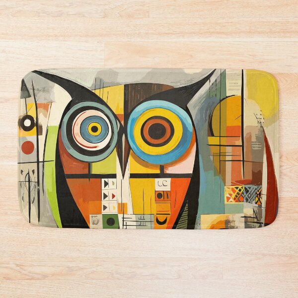 Item preview, Geometric abstract owl, art color illustration designed and sold by Niktarka.