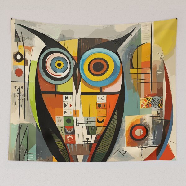 Item preview, Geometric abstract owl, art color illustration designed and sold by Niktarka.