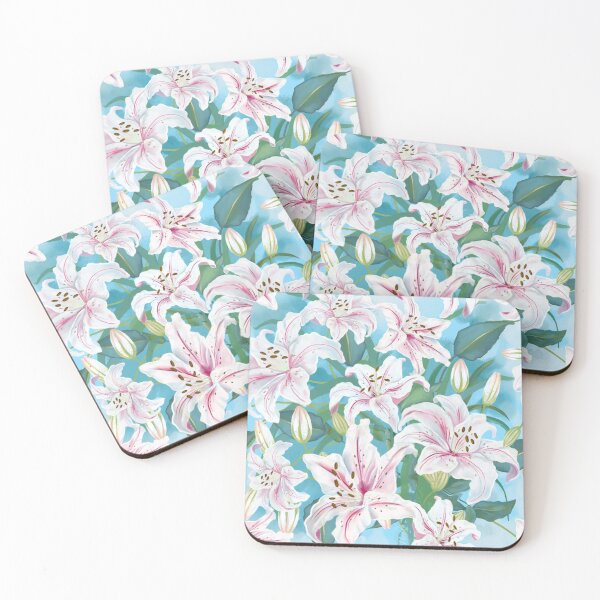 Item preview, White and pink lillies surface design designed and sold by HoddyDesign.