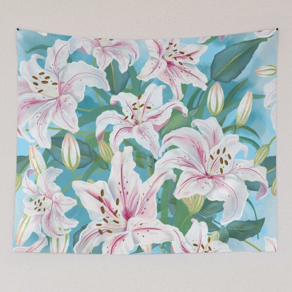 Item preview, White and pink lillies surface design designed and sold by HoddyDesign.