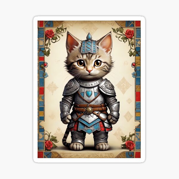 Item preview, Knight Kitten Amidst Historical Backdrop designed and sold by AntiqueArtworks.