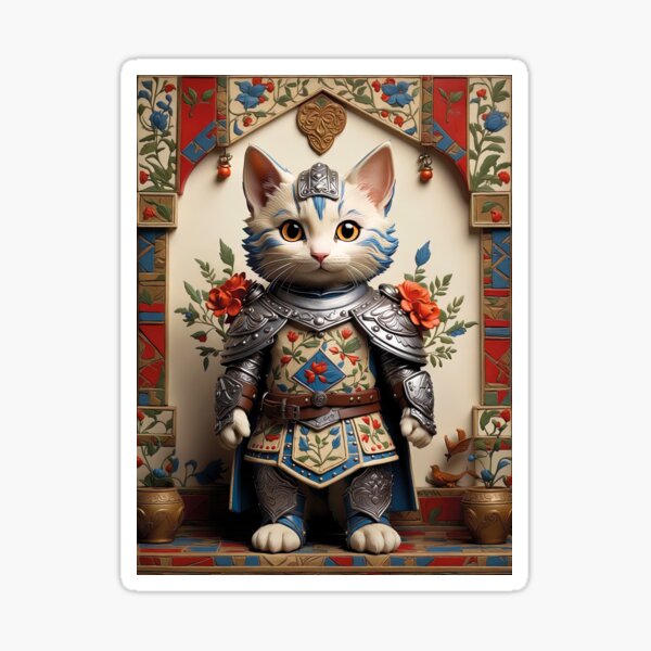 Item preview, Knightly Kitten In Colorful Splendor designed and sold by AntiqueArtworks.