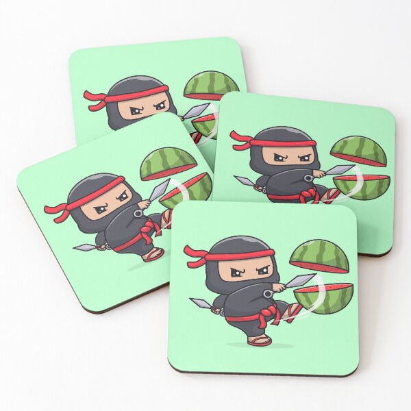 Item preview, Cute Ninja Slash Watermelon with Kunai Knife Cartoon Vector Icon Illustration" designed and sold by hjian8219.