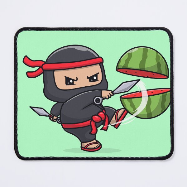 Item preview, Cute Ninja Slash Watermelon with Kunai Knife Cartoon Vector Icon Illustration" designed and sold by hjian8219.