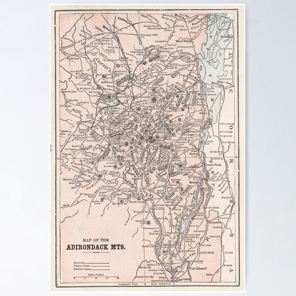 Item preview, Vintage Map of The Adirondack Mountains (1901) designed and sold by BravuraMedia.