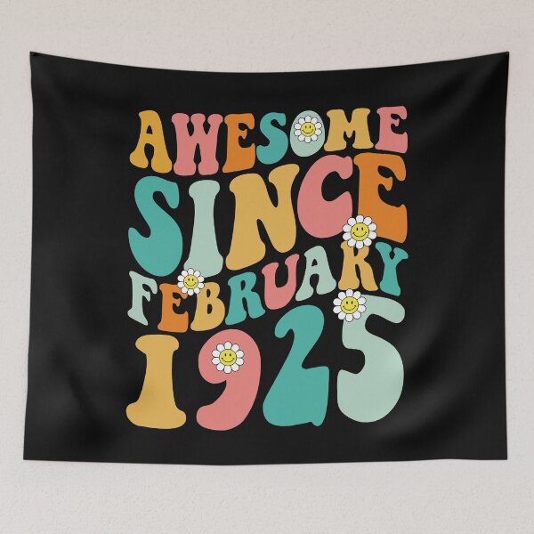 Item preview, Awesome Since February 1925 | Made In 1925 | Retro Groovy Birthday designed and sold by Christina-grich.