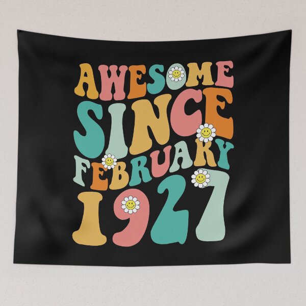 Item preview, Awesome Since February 1927 | Made In 1927 | Retro Groovy Birthday designed and sold by Christina-grich.