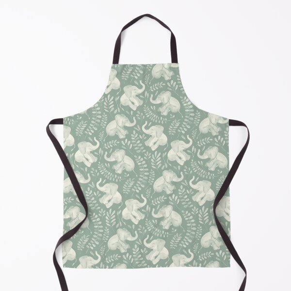 Item preview, Laughing Baby Elephants in Monochrome Sage Green and Cream designed and sold by micklyn.