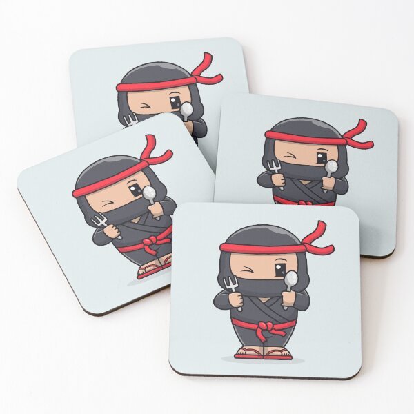 Item preview, Cute Ninja Holding Fork and Spoon Cartoon Vector Icon Illustration designed and sold by hjian8219.