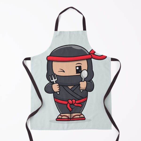 Item preview, Cute Ninja Holding Fork and Spoon Cartoon Vector Icon Illustration designed and sold by hjian8219.