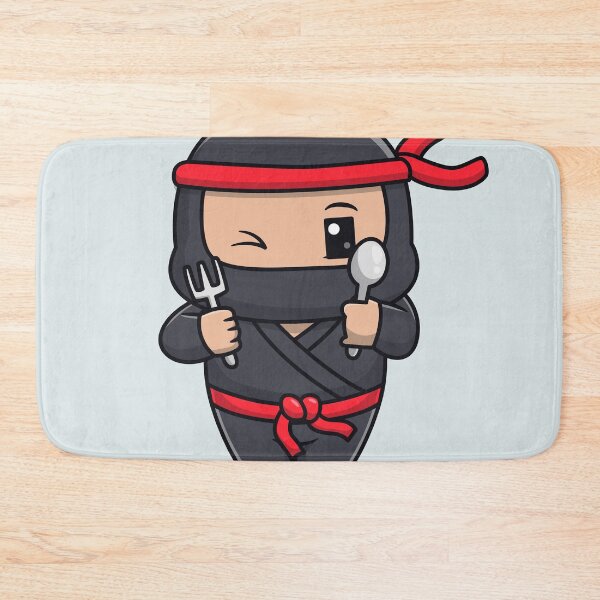 Item preview, Cute Ninja Holding Fork and Spoon Cartoon Vector Icon Illustration designed and sold by hjian8219.