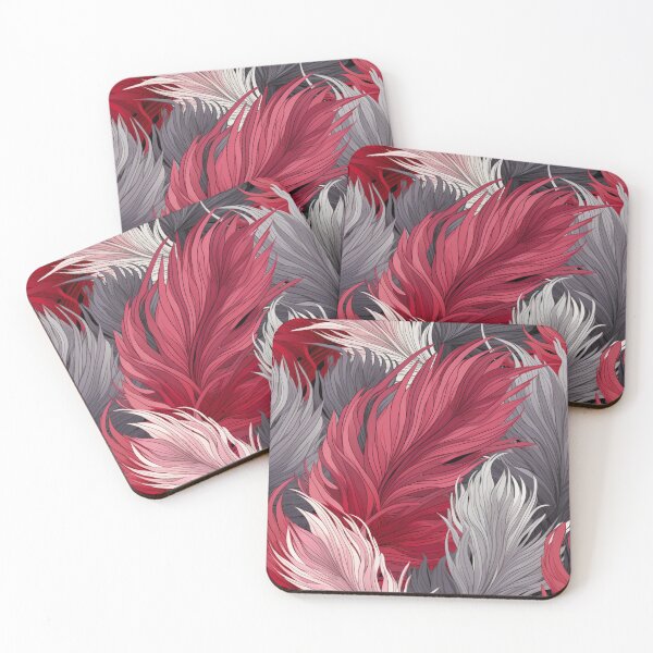 Aperçu de l'œuvre Motif de plumes rouges et grises créée et vendue par Ellimade.