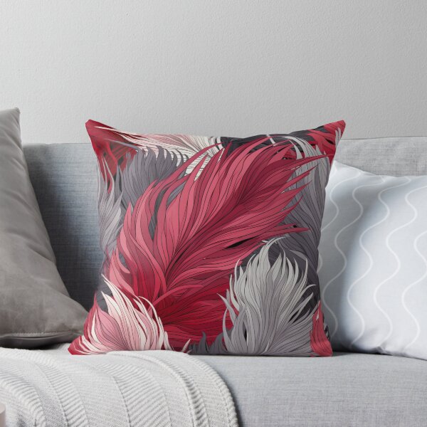 Item preview, Red and Grey Feathers Pattern designed and sold by Ellimade.